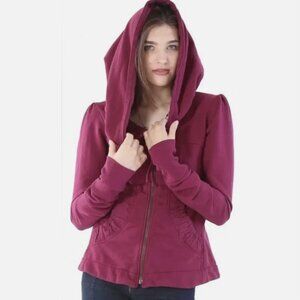 Prairie Underground Long Cloak Hoodie Maroon Red Organic Cotton Hemp Tunic XS